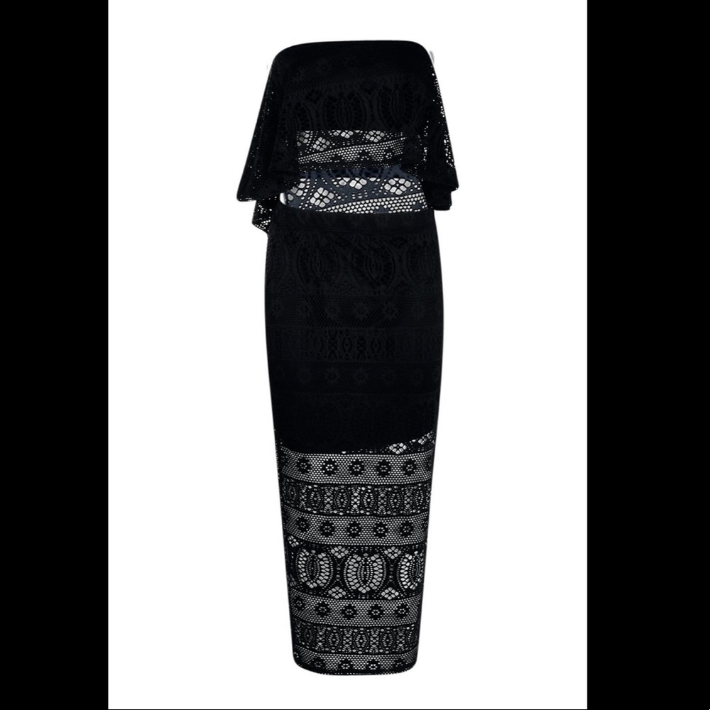 Boohoo Black 2 pc midi skirt and top sz L - Picture 4 of 4